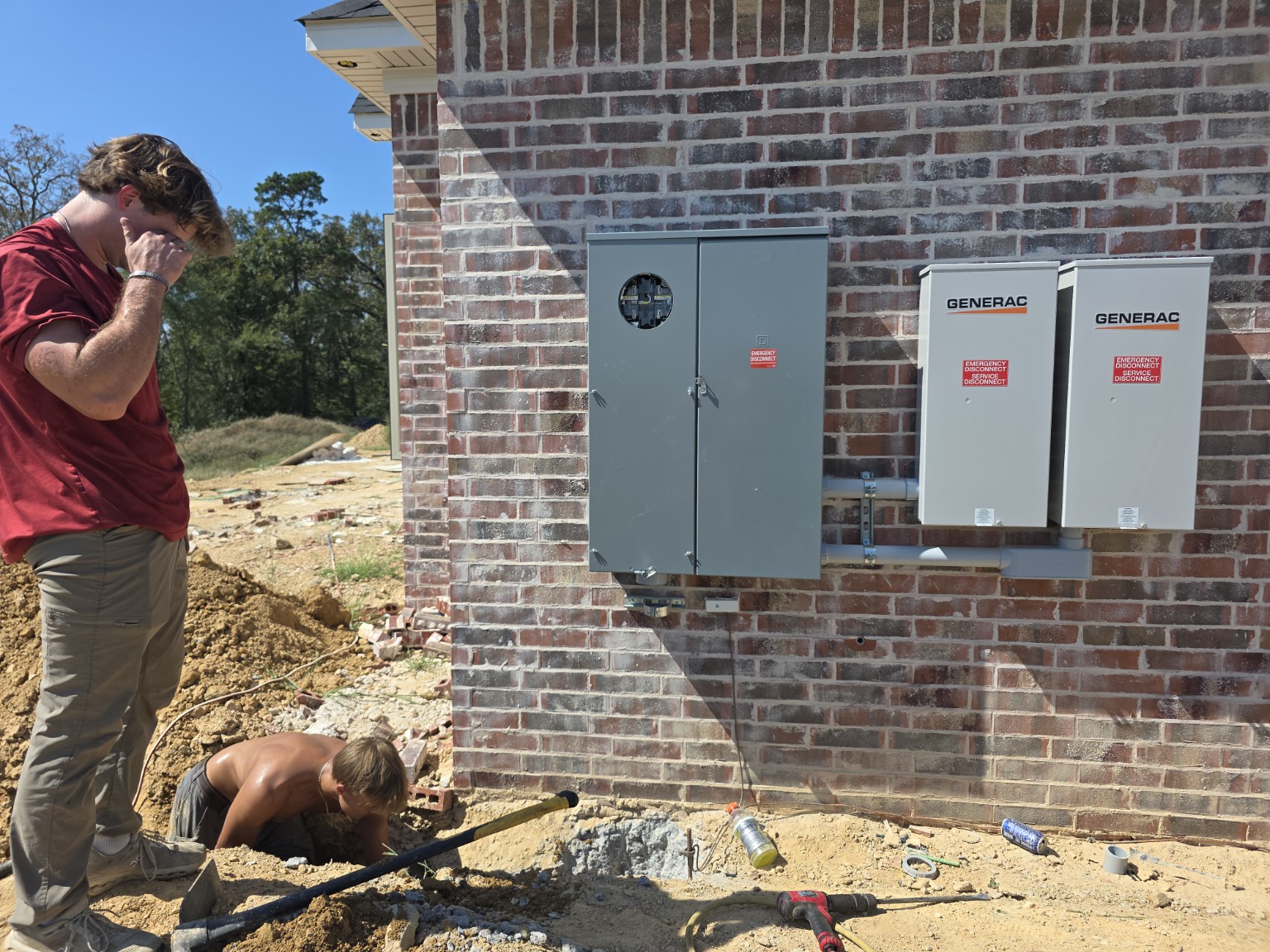 Electrical service and generator transfer equipment installed on a custom home